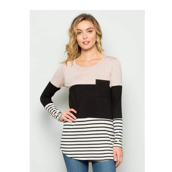 Long Sleeve Color Block Tunic - Picture 2 of 2